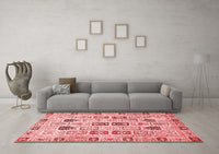 Machine Washable Abstract Red Modern Rug, wshabs353red