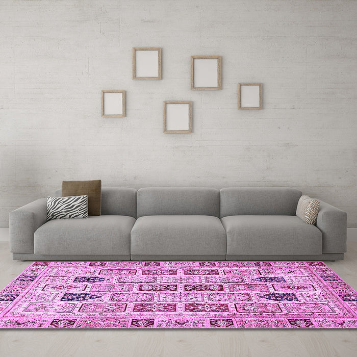 Machine Washable Abstract Purple Modern Area Rugs in a Living Room, wshabs353pur