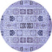 Round Abstract Blue Modern Rug, abs353blu