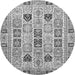 Round Machine Washable Abstract Gray Modern Rug, wshabs353gry