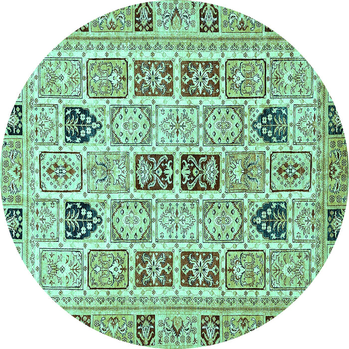 Round Machine Washable Abstract Turquoise Modern Area Rugs, wshabs353turq