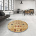 Round Machine Washable Abstract Red Rug in a Office, wshabs353