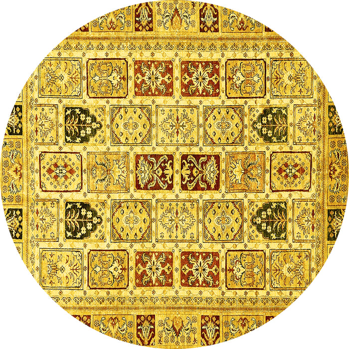 Round Abstract Yellow Modern Rug, abs353yw