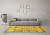 Machine Washable Abstract Yellow Modern Rug, wshabs353yw