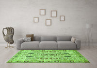 Machine Washable Abstract Green Modern Rug, wshabs353grn