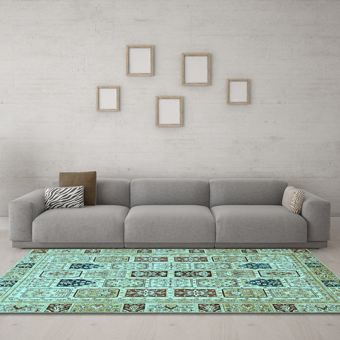 Machine Washable Abstract Light Blue Modern Rug in a Living Room, wshabs353lblu