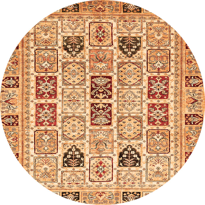 Round Machine Washable Abstract Orange Modern Area Rugs, wshabs353org