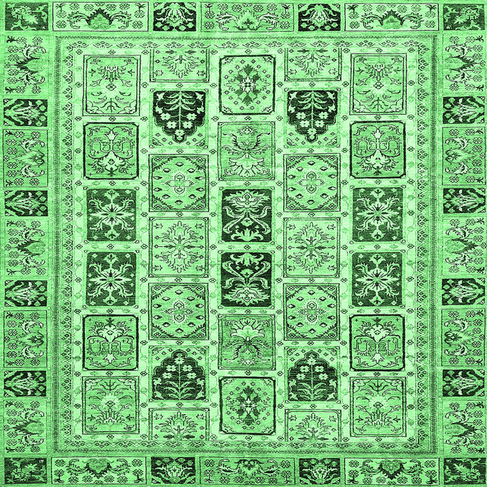 Square Machine Washable Abstract Emerald Green Modern Area Rugs, wshabs353emgrn