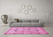 Machine Washable Abstract Pink Modern Rug in a Living Room, wshabs353pnk