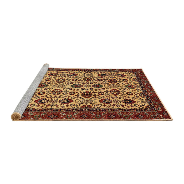 Sideview of Machine Washable Abstract Gold Rug, wshabs354