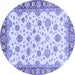 Round Machine Washable Abstract Blue Modern Rug, wshabs3540blu