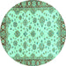 Round Abstract Turquoise Modern Rug, abs3540turq