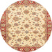 Round Abstract Chocolate Brown Modern Rug, abs3540