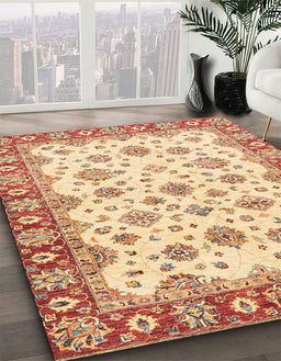 Abstract Chocolate Brown Modern Rug in Family Room, abs3540