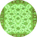 Round Machine Washable Abstract Green Modern Area Rugs, wshabs3540grn