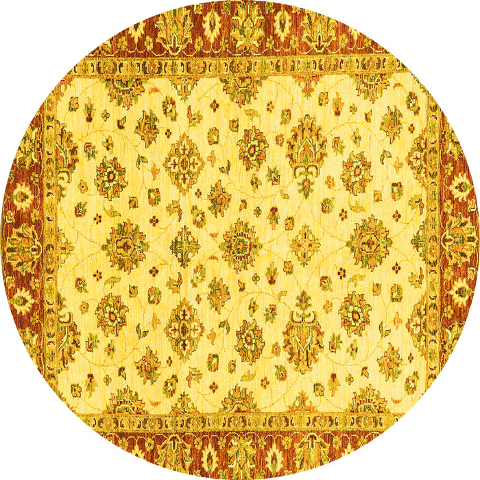 Round Abstract Yellow Modern Rug, abs3540yw
