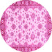 Round Abstract Pink Modern Rug, abs3540pnk