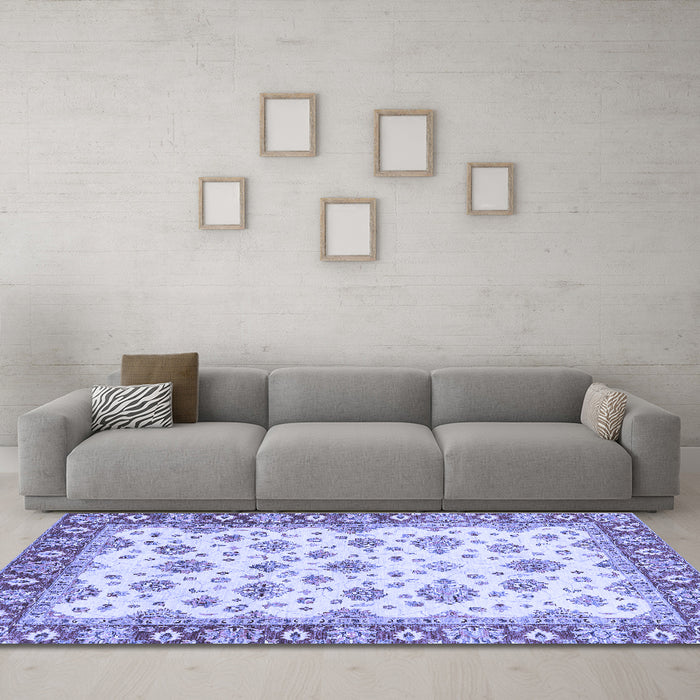 Machine Washable Abstract Blue Modern Rug in a Living Room, wshabs3540blu