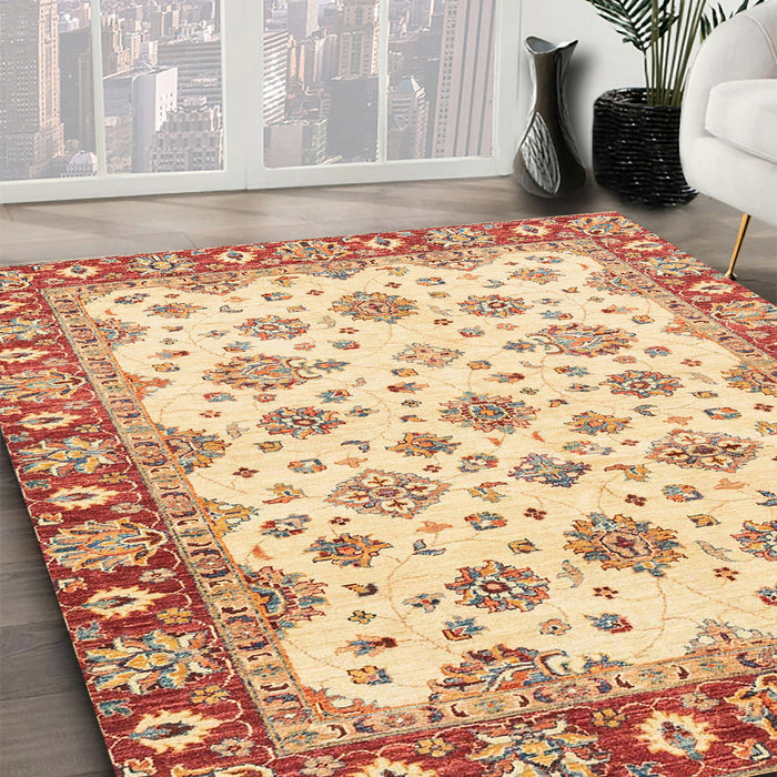 Abstract Chocolate Brown Modern Rug in Family Room, abs3540