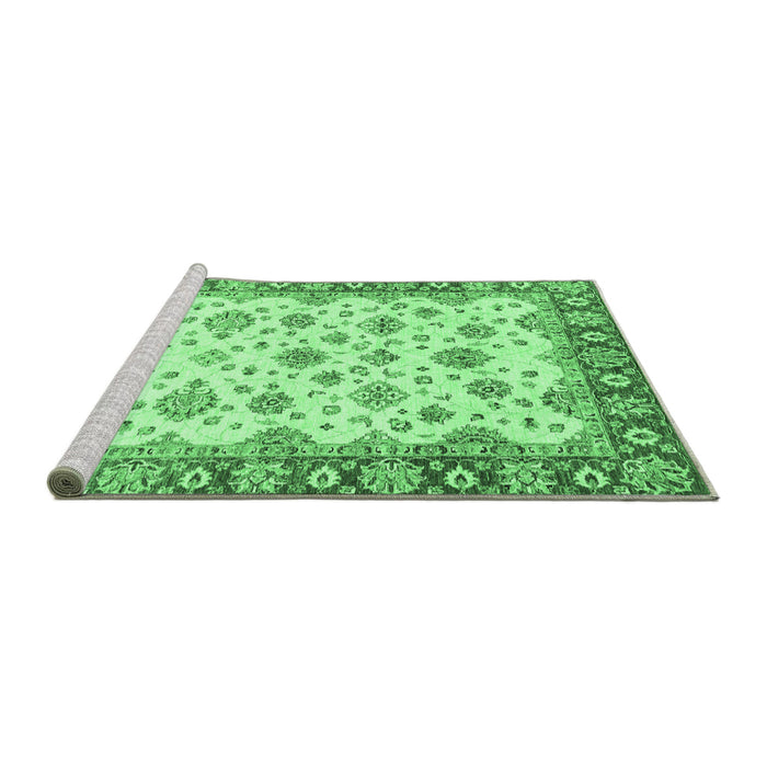 Sideview of Machine Washable Abstract Emerald Green Modern Area Rugs, wshabs3540emgrn
