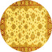 Round Machine Washable Abstract Yellow Modern Rug, wshabs3540yw