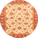 Round Abstract Orange Modern Rug, abs3540org