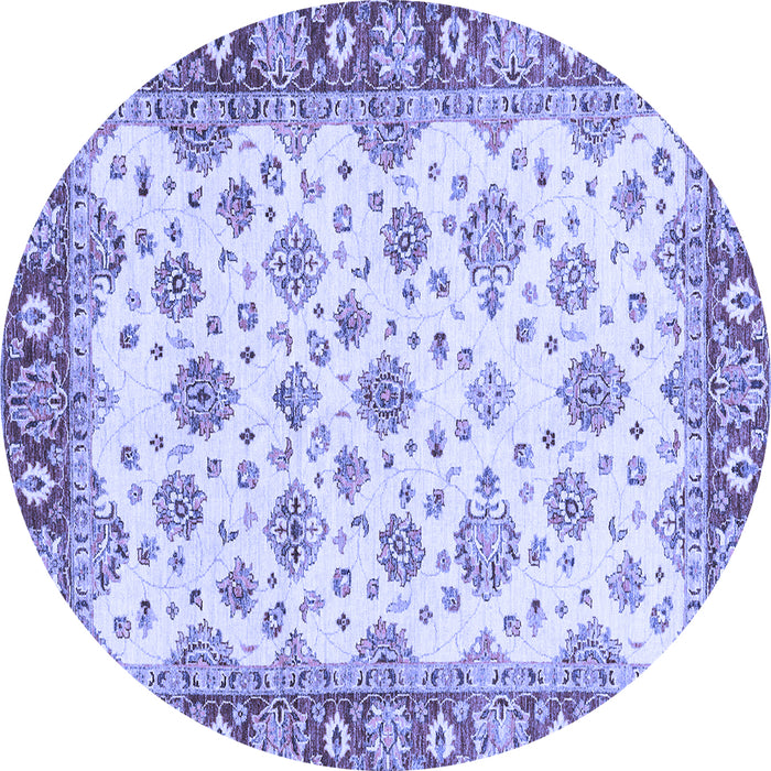 Round Abstract Blue Modern Rug, abs3540blu