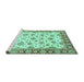 Sideview of Machine Washable Abstract Turquoise Modern Area Rugs, wshabs3540turq