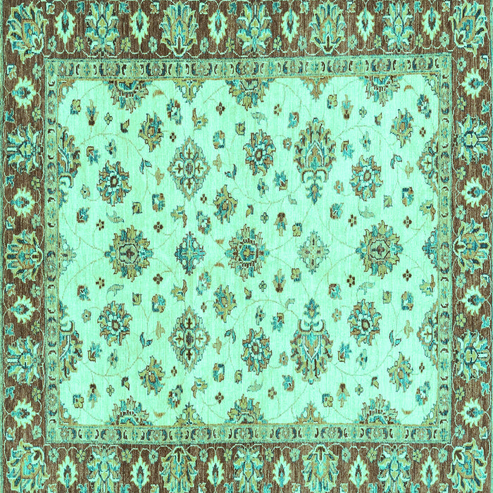 Square Machine Washable Abstract Turquoise Modern Area Rugs, wshabs3540turq