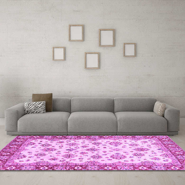 Machine Washable Abstract Purple Modern Area Rugs in a Living Room, wshabs3540pur