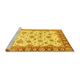 Sideview of Machine Washable Abstract Yellow Modern Rug, wshabs3540yw