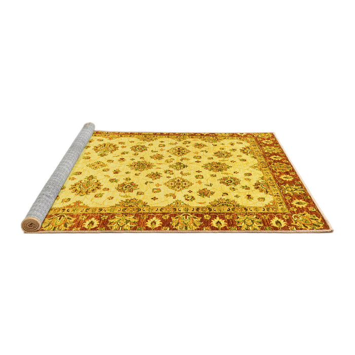Sideview of Machine Washable Abstract Yellow Modern Rug, wshabs3540yw