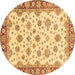 Round Abstract Brown Modern Rug, abs3540brn