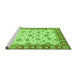 Sideview of Machine Washable Abstract Green Modern Area Rugs, wshabs3540grn