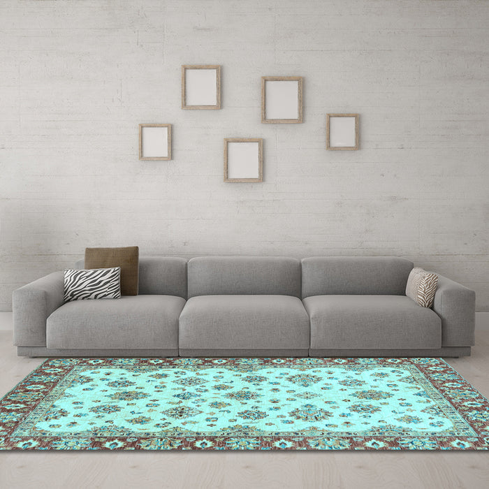 Machine Washable Abstract Light Blue Modern Rug in a Living Room, wshabs3540lblu
