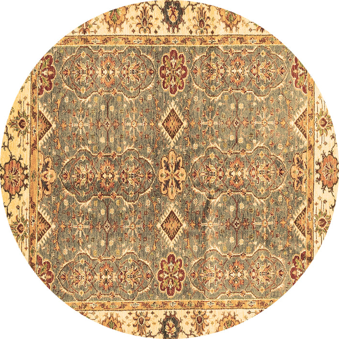 Round Oriental Brown Traditional Rug, abs3541brn