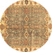 Round Oriental Brown Traditional Rug, abs3541brn