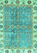 Machine Washable Oriental Turquoise Traditional Area Rugs, wshabs3541turq