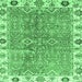 Square Machine Washable Oriental Emerald Green Traditional Area Rugs, wshabs3541emgrn