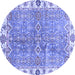 Round Oriental Blue Traditional Rug, abs3541blu