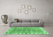 Machine Washable Oriental Emerald Green Traditional Area Rugs in a Living Room,, wshabs3541emgrn