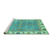 Sideview of Machine Washable Oriental Turquoise Traditional Area Rugs, wshabs3541turq