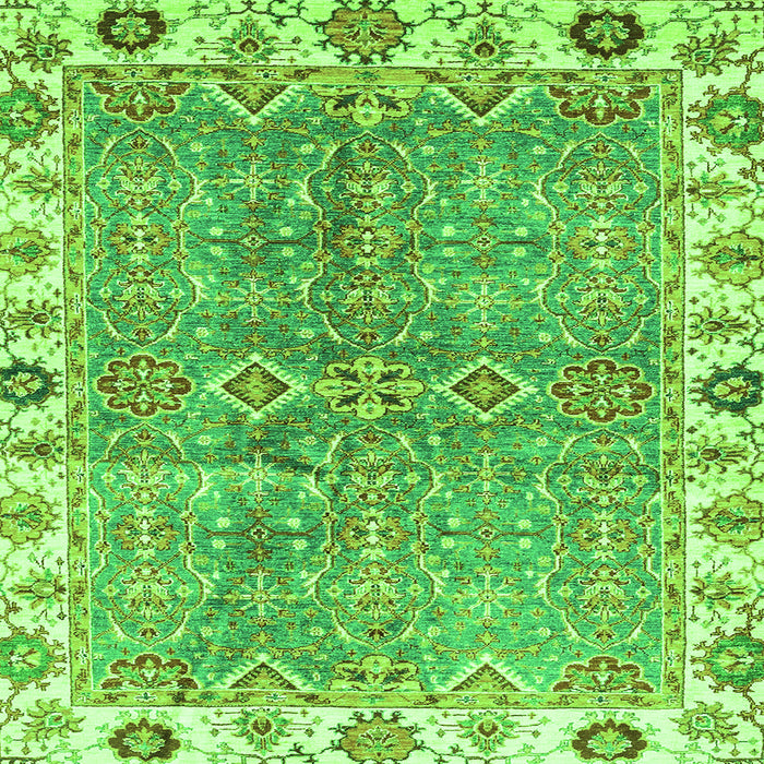 Square Oriental Green Traditional Rug, abs3541grn
