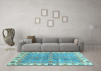 Machine Washable Oriental Light Blue Traditional Rug, wshabs3541lblu