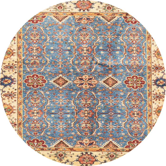 Round Abstract Tan Brown Oriental Rug, abs3541