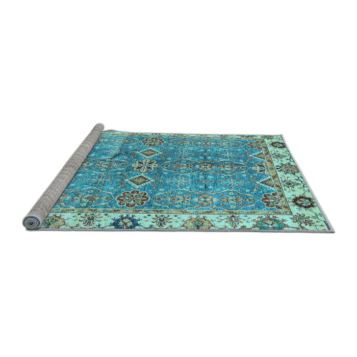 Sideview of Machine Washable Oriental Light Blue Traditional Rug, wshabs3541lblu