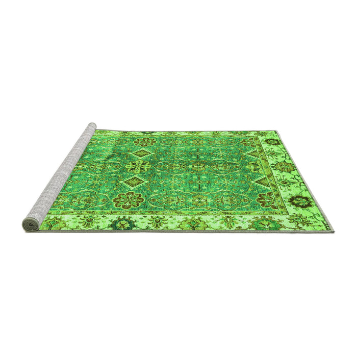 Sideview of Machine Washable Oriental Green Traditional Area Rugs, wshabs3541grn