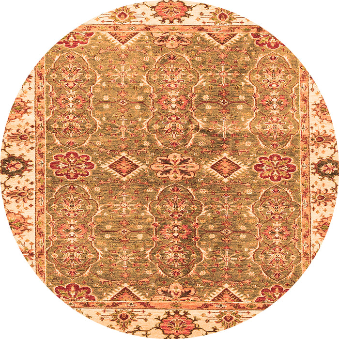 Round Oriental Orange Traditional Rug, abs3541org