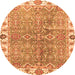 Round Oriental Orange Traditional Rug, abs3541org