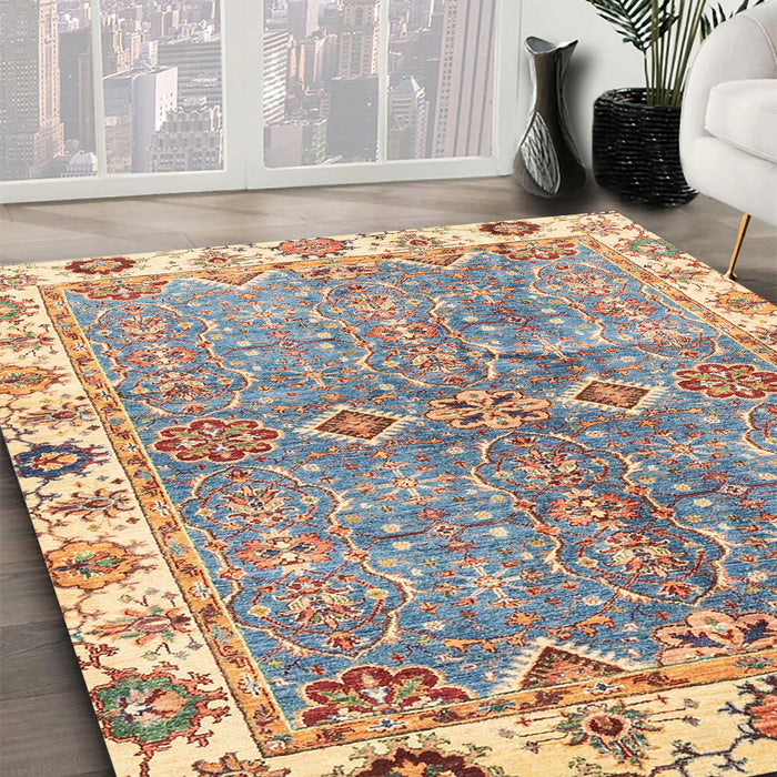 Machine Washable Abstract Tan Brown Rug in a Family Room, wshabs3541